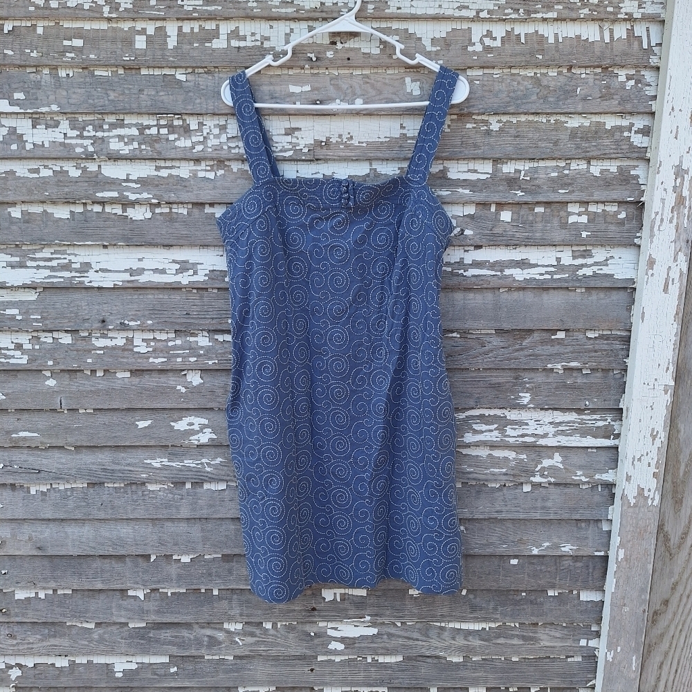 J Crew Factory Blue Swirl Pattern Dress Size 12